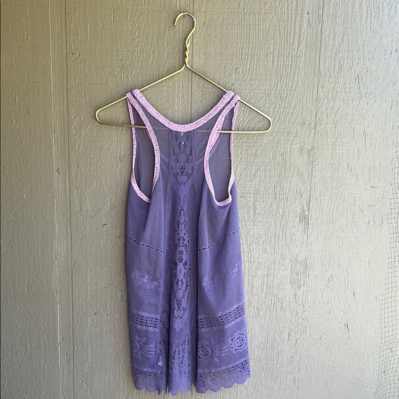 Free People Sheer Purple Lace Tunic/Slip Dress - Picture 6 of 8